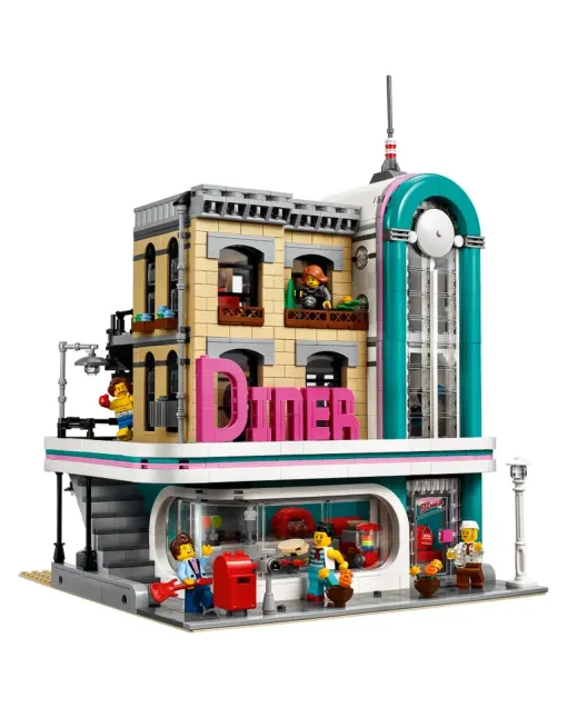 Downtown Diner Modular Building Block Set – Retro Street View Restaurant Toy