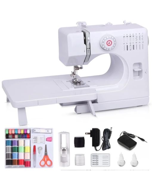 Sewing Machine with 14 Built-in Stitches - Portable Multifunctional Machine with Extension Table | Beginner Friendly Home Crafting