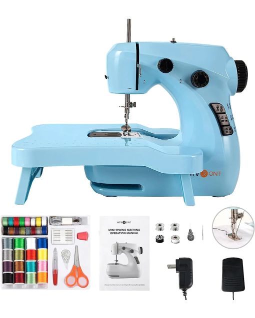 Mini Electric Sewing Machine for Beginners - 42 Piece Set with Foot Pedal | Portable Household Sewing Kit