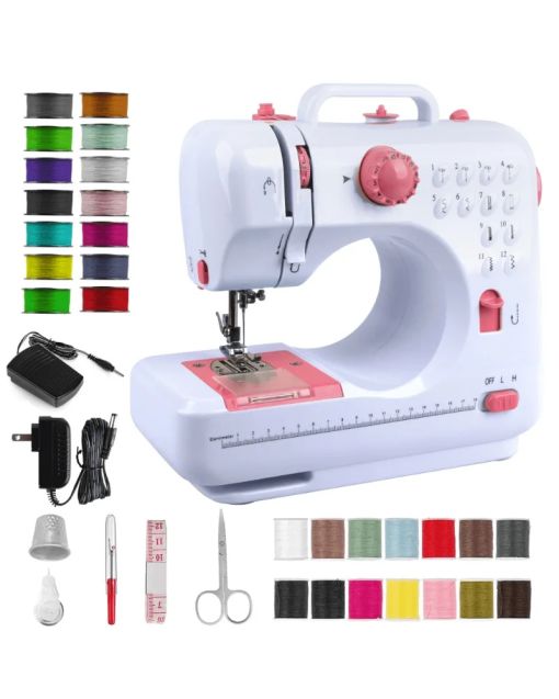 Beginner Sewing Machine - 12 Built-in Stitches, Automatic Winding, Portable Multi-Functional | Home Crafting Kit with Extension Table