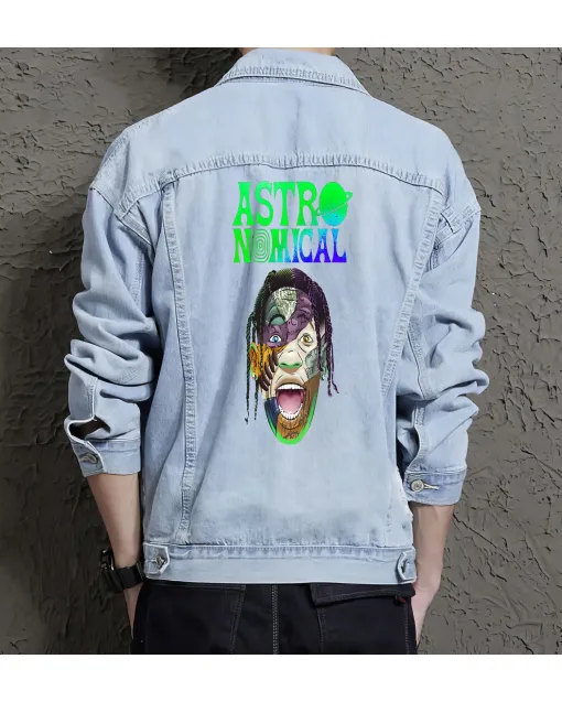 Astro Jean Jacket for Men – Gift for Streetwear Fans – Holiday Gift - Light Blue - Main View