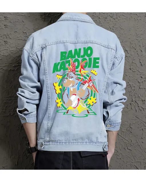 Banjo Kazooie Denim Jacket for Men - Gift for Retro Gamers - Christmas Gift - Light Blue - Main View