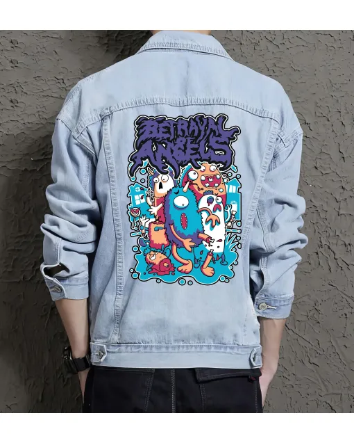 Betrayal Engles Jean Jacket for Men – Gift for Streetwear Fans – Birthday Present - Light Blue - Main View