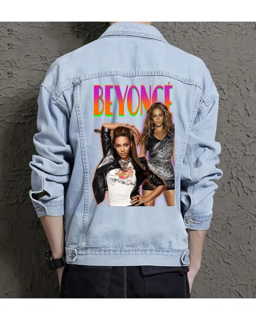 Beyoncé Jean Jacket for Men – Gift for Music Fans – Christmas Gift - Light Blue - Main View