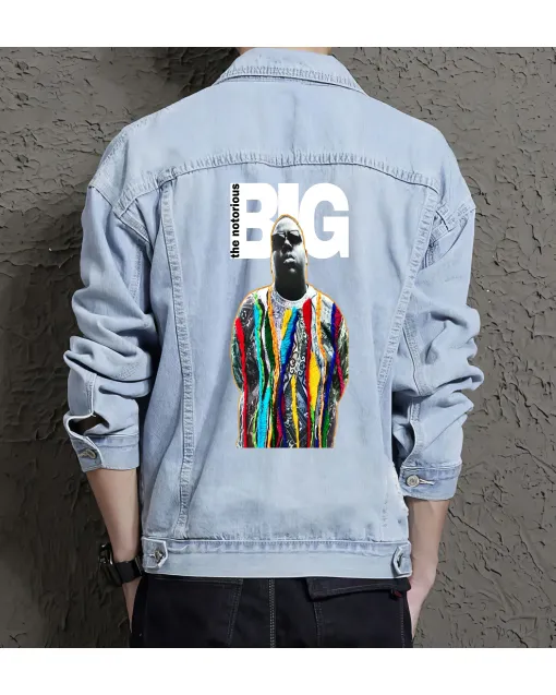 Big Jean Jacket for Men – Gift for Streetwear Fans – Birthday Present - Light Blue - Main View