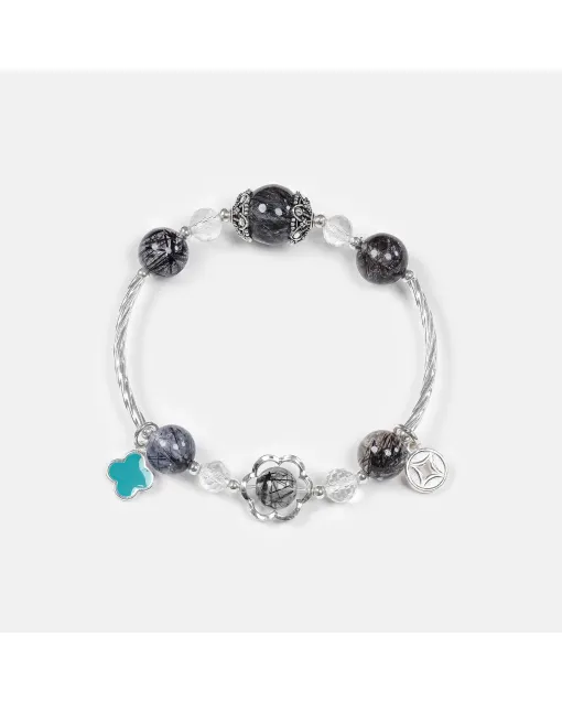 Black Rutilated Quartz Healing Bracelet for Women – Calming Energy Gift for Daily Wear, Stress Relief & Positive Vibes –  – Main View