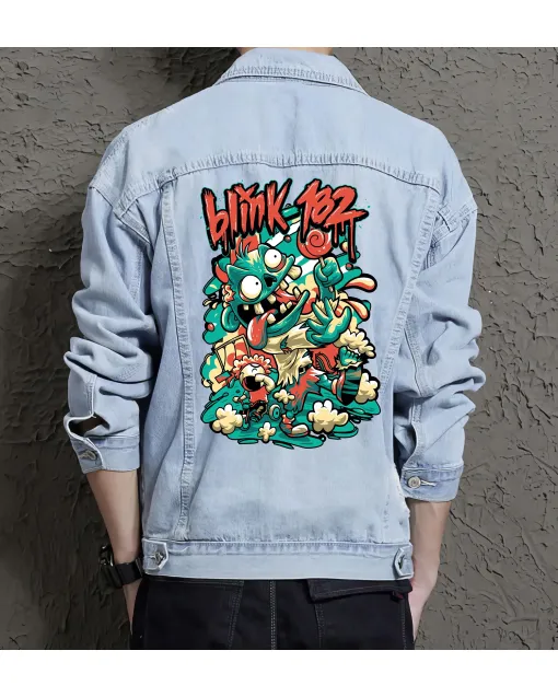 Blink Jean Jacket for Men – Gift for Streetwear Fans – Birthday Present - Light Blue - Main View