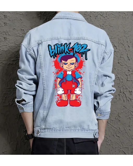 Blink Jean Jacket for Men – Gift for Streetwear Fans – Birthday Present - Light Blue - Main View