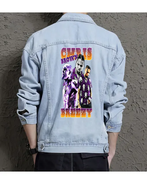 Breezy Jean Jacket for Men – Gift for Streetwear Fans – Birthday Present - Light Blue - Main View