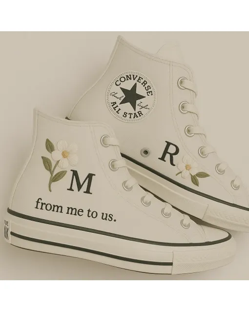 Bridal Floral Sneakers for Women – Comfort for Weddings, Parties – Perfect Gift for Brides - Custom Embroidered - Main View