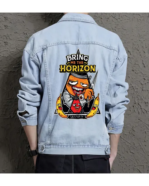 Bring Me the Horizon Jean Jacket for Men – Gift for Music Fans – Christmas Gift - Light Blue - Main View