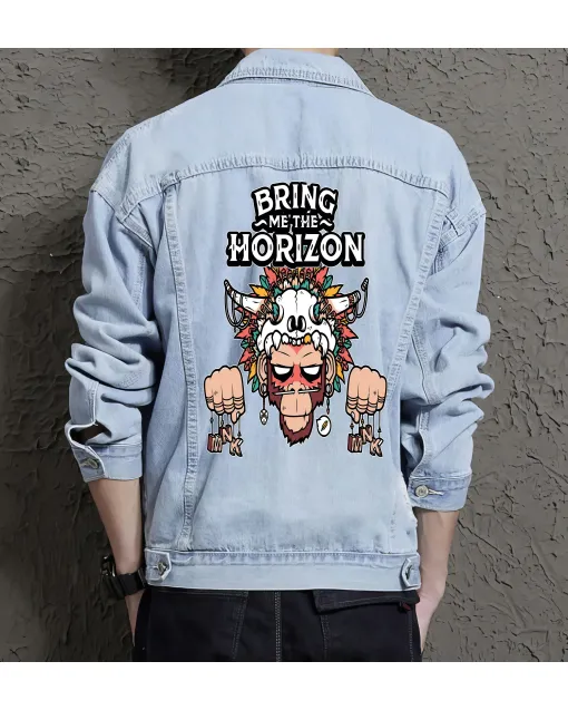Bring Me the Horizon Jean Jacket for Men – Gift for Music Fans – Christmas Gift - Light Blue - Main View