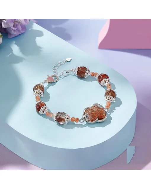 Brown Rutilated Quartz Healing Bracelet for Women & Teens – Calm Energy Gift for Daily Wear, Meditation & Emotional Support –  – Main View