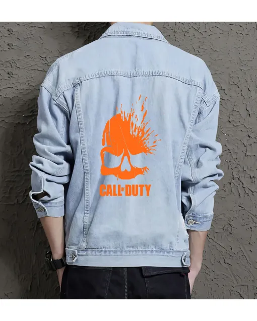 Call of Duty Denim Jacket for Men – Gift for Gamers – Christmas Present - Light Blue - Main View