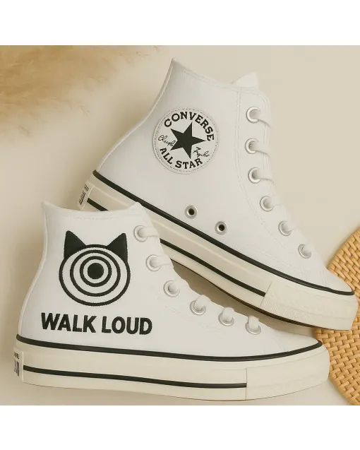 Cat Print Sneakers for Women – Comfortable and Cute Footwear for Casual Outings, Perfect Gift for Pet Lovers - Custom Embroidered - Main View