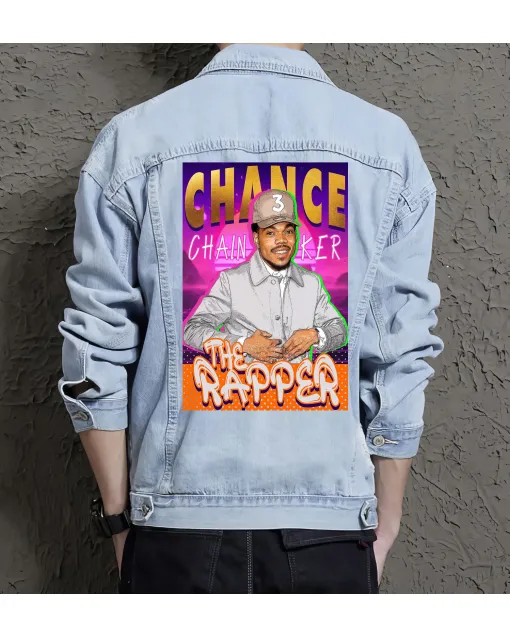 Chance Jean Jacket for Men – Gift for Streetwear Fans – Birthday Present - Light Blue - Main View