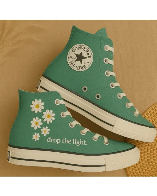 Colorful Daisy Sneakers for Women and Girls – and Comfortable for Casual Walks, Festivals, and Everyday Wear - Custom Embroidered - Main View