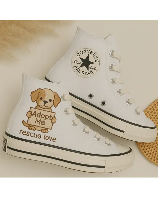 Comfortable Dog Print Sneakers for Women Dog Lovers – Stylish and Fun for Casual Outings, Pet Adoption Events - Custom Embroidered - Main View