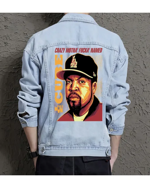 Crazy Jean Jacket for Men – Gift for Streetwear Fans – Birthday Present - Light Blue - Main View