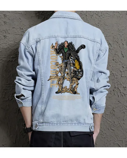Crocodile Jean Jacket for Men – Gift for Teen Boys – Back-to-school Gift - Light Blue - Main View