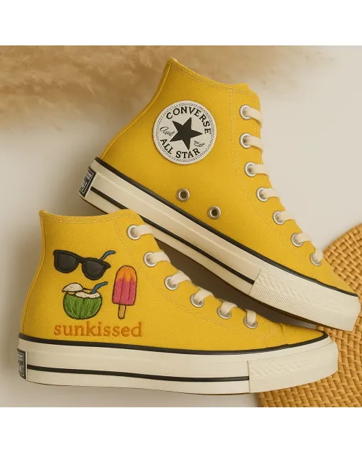Custom Embroidered Canvas Sneakers for Women, Men, Kids – Stylish Summer Footwear for Casual Outings, Beach Days for Weddings & Festivals - Custom Embroidered - Main View