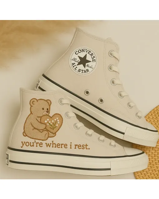 Custom Sneakers – Cozy Plush Bear Slippers for Women and Men – Ultra Soft Comfort for Lounging At Home, Perfect Gift for Relaxation Moments - Custom Embroidered - Main View