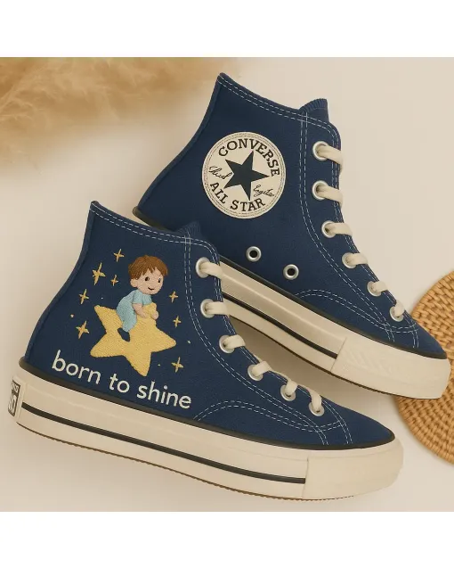 Custom Sneakers – Custom Embroidered Navy Backpack for Students, Travelers, and Commuters – Personalized Design for School, Work, and Daily Use - Custom Embroidered - Main View