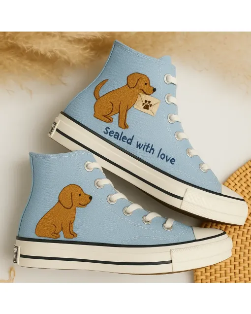 Custom Sneakers – Love Letter Envelope Earrings for Women – Romantic Gift for Her, Anniversary, Valentine's Day – Perfect Gift for Jewelry Lovers - Custom Embroidered - Main View
