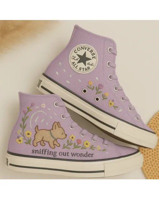 Custom Sneakers – Perked Up Dog Ear Headband for Pet Lovers – Cute Accessory for Pet Adoption Events, Casual Walks, and Pet Parties - Custom Embroidered - Main View