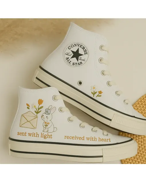 Cute Bunny Sneakers for Women and Kids – Comfortable Footwear for Casual Walks, Birthday Parties, and More - Custom Embroidered - Main View