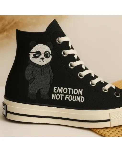Cute Panda Print Sneakers for Women and Animal Lovers – Comfortable Shoes for Casual Walks, Pet Adoption Events Perfect Gift for Panda Enthusiasts - Custom Embroidered - Main View