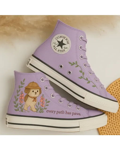 Cute Shih Tzu Sneakers for Dog Lovers – Comfortable Footwear for Casual Walks, Pet Adoption Events,  Perfect Gift for Pet Owners - Custom Embroidered - Main View