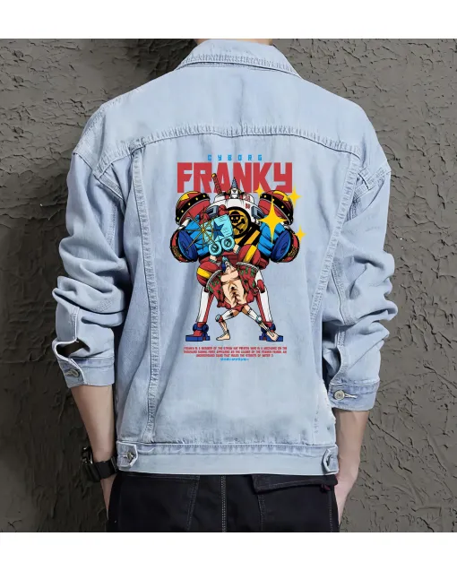 Cybor Gfranky Jean Jacket for Men – Gift for Gamers – Christmas Gift - Light Blue - Main View