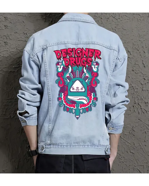 Designer Jean Jacket for Men – Gift for Streetwear Fans – Birthday Present - Light Blue - Main View