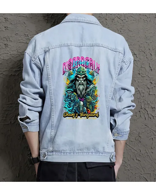 Disordelylegion Denim Jacket for Men - Gift for Gamers - Christmas Present - Light Blue - Main View