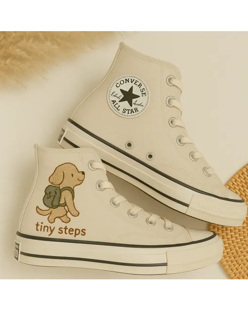 Dog Lover Sneakers for Women, Pet Owners, Animal Enthusiasts – Stylish Embroidered Design for Casual Outings, Dog Park Visits - Custom Embroidered - Main View