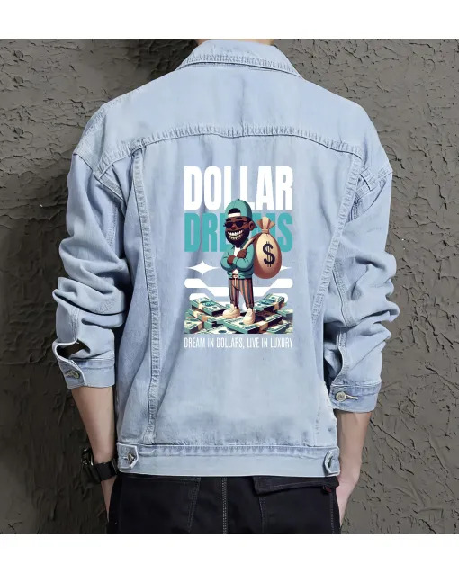 Dollardreams Jean Jacket for Men – Gift for Urban Trendsetters – Christmas Gift - Light Blue - Main View