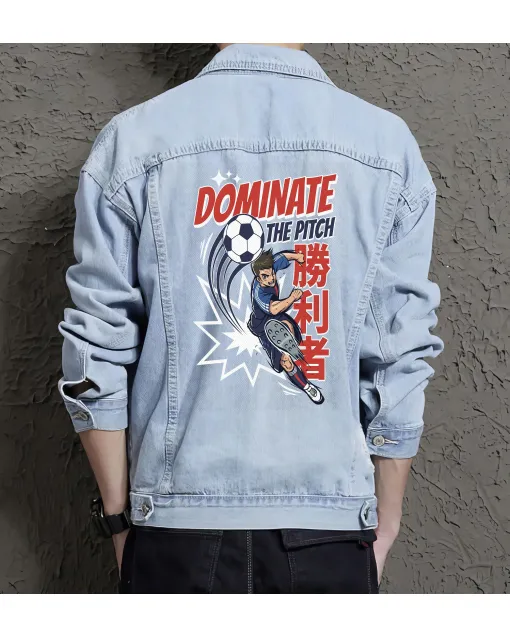 Dominate Thepitch Jean Jacket for Men – Gift for Trendy Teens – Birthday Present - Light Blue - Main View