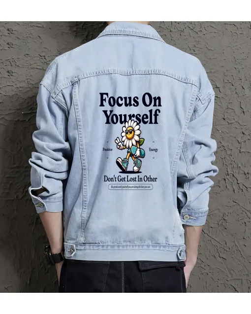 Dont Get Lost Inother Jean Jacket for Men – Gift for Urban Trendsetters – Christmas Gift - Light Blue - Main View