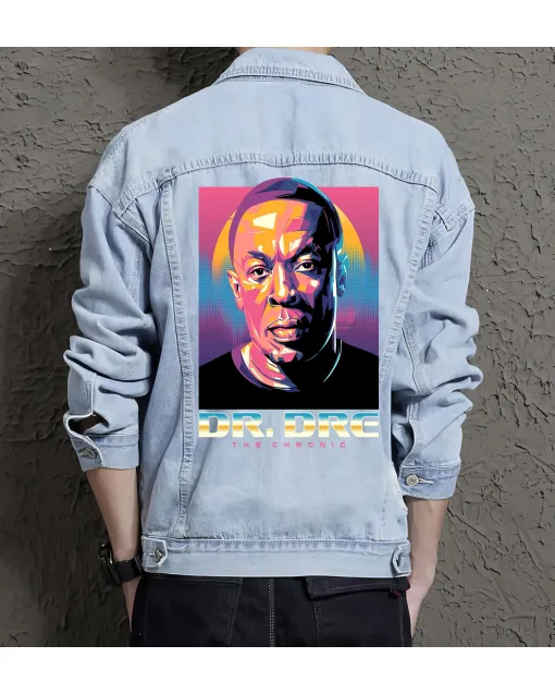 Drdre Jean Jacket for Men – Gift for Music Fans – Christmas Gift - Light Blue - Main View