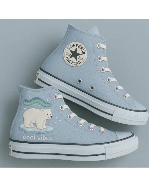 Embroidered Arctic Canvas Sneakers for Women, Men, Kids – Lightweight Comfort for Casual, Outdoor Adventures for Weddings & Festivals - Custom Embroidered - Main View