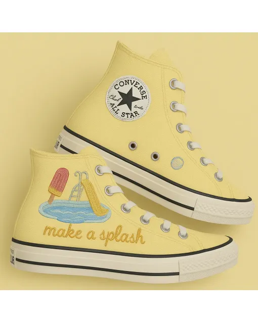Embroidered Canvas Sneakers for Women, Men, Kids – Stylish Summer Footwear for Casual Outings, Beach Days for Weddings & Festivals - Custom Embroidered - Main View
