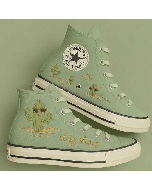 Embroidered Canvas Sneakers for Women, Men, Kids – Stylish Comfort for Everyday Wear, Summer Adventures - Custom Embroidered - Main View