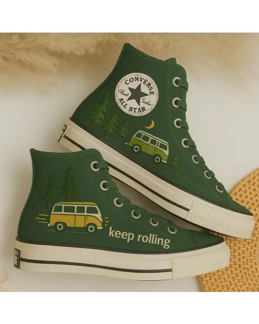 Embroidered Canvas Sneakers for Women, Men, Kids – Stylish Comfort for Everyday Wear, Outdoor Adventures - Custom Embroidered - Main View