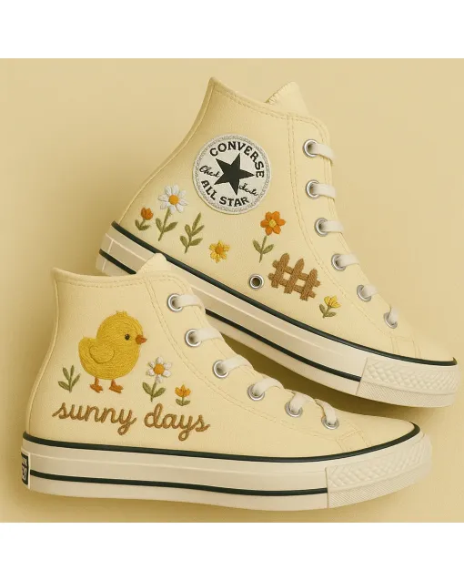 Embroidered Canvas Sneakers for Women, Men, Kids – Stylish Embroidery for Everyday Comfort and Fashion Statements for Weddings & Festivals - Custom Embroidered - Main View