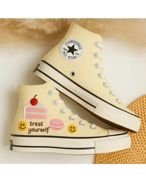 Embroidered Canvas Sneakers for Women, Men, Kids – Stylish and Comfortable Shoes for Casual Outings, Everyday Wear for Weddings & Festivals - Custom Embroidered - Main View