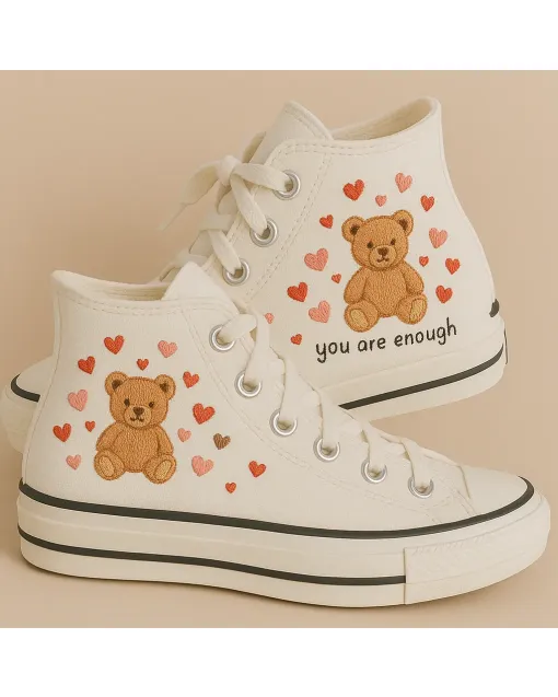 Embroidered Canvas Sneakers for Women, Men, Kids – Stylish Comfort for Casual Outings, Everyday Wear for Weddings & Festivals - Custom Embroidered - Main View