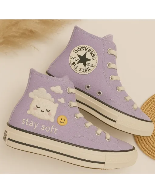 Embroidered Floral Sneakers for Trendy Fashionistas – Stylish and Comfortable for Everyday Wear, Street Style - Custom Embroidered - Main View