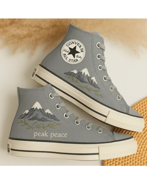 Embroidered Mountain Sneakers for Outdoor Enthusiasts, Hikers, Adventurers – Stylish and Durable for Hiking, Outdoor Activities - Custom Embroidered - Main View