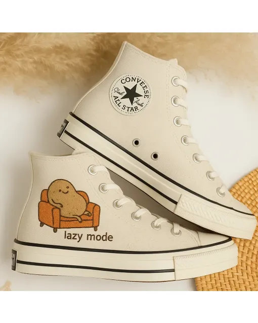 Embroidered Sneaker Art for Artists, Crafters, Fashionistas – Unique Design for Diy Projects, Customization - Custom Embroidered - Main View
